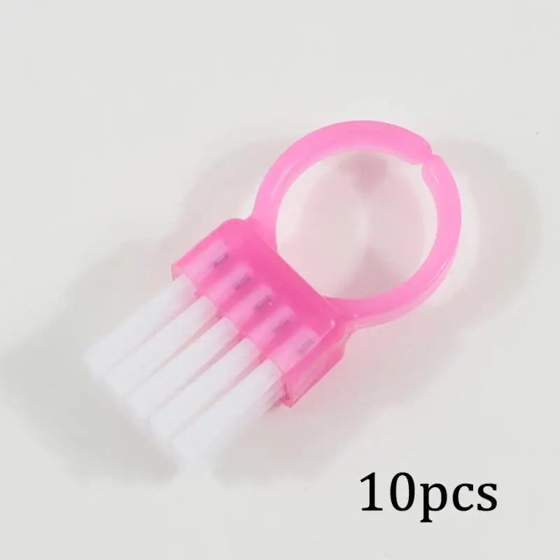 Mini Ring Nail Dust Cleaning Brush Soft Bristle Tool DIY Professional Qme 10Pcs Pink