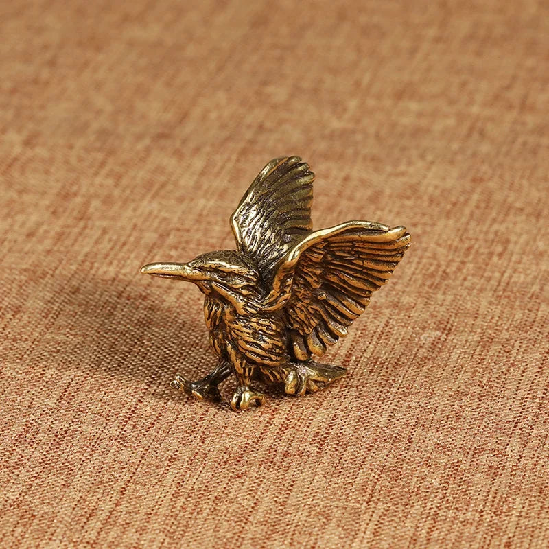 Brass Opening Wing Mini Eagle Bird Art Decoration Home Living Room Qme