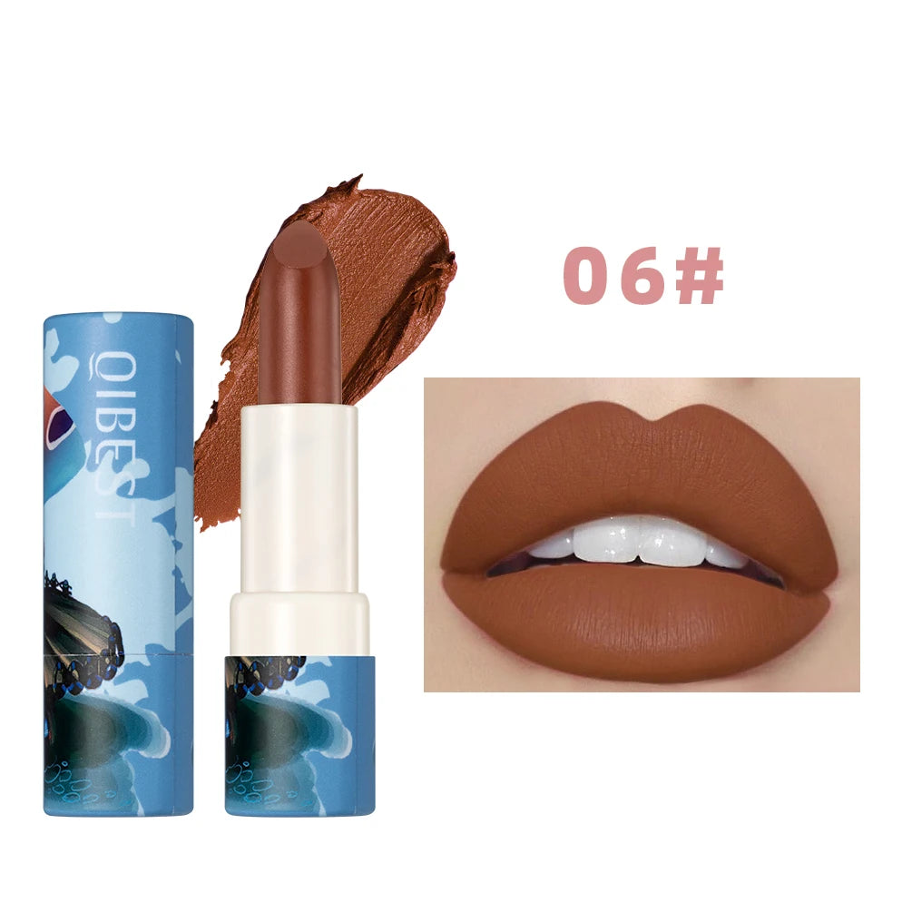 Matte Lipstick Long Lasting Waterproof Lip Stick Smudge-free Classic Highly Pigmented Velvet Red Lip Tint Makeup Lip Stain Qme 06
