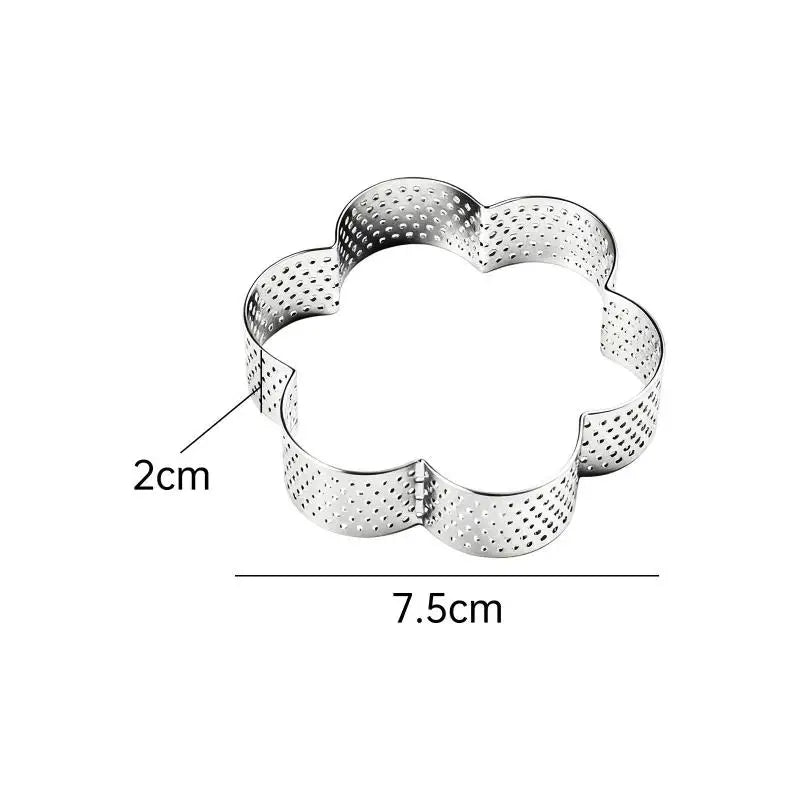 Flower-shaped Tart Mold Hole Ring Stainless Steel Bottom Tower Fruit Qme D