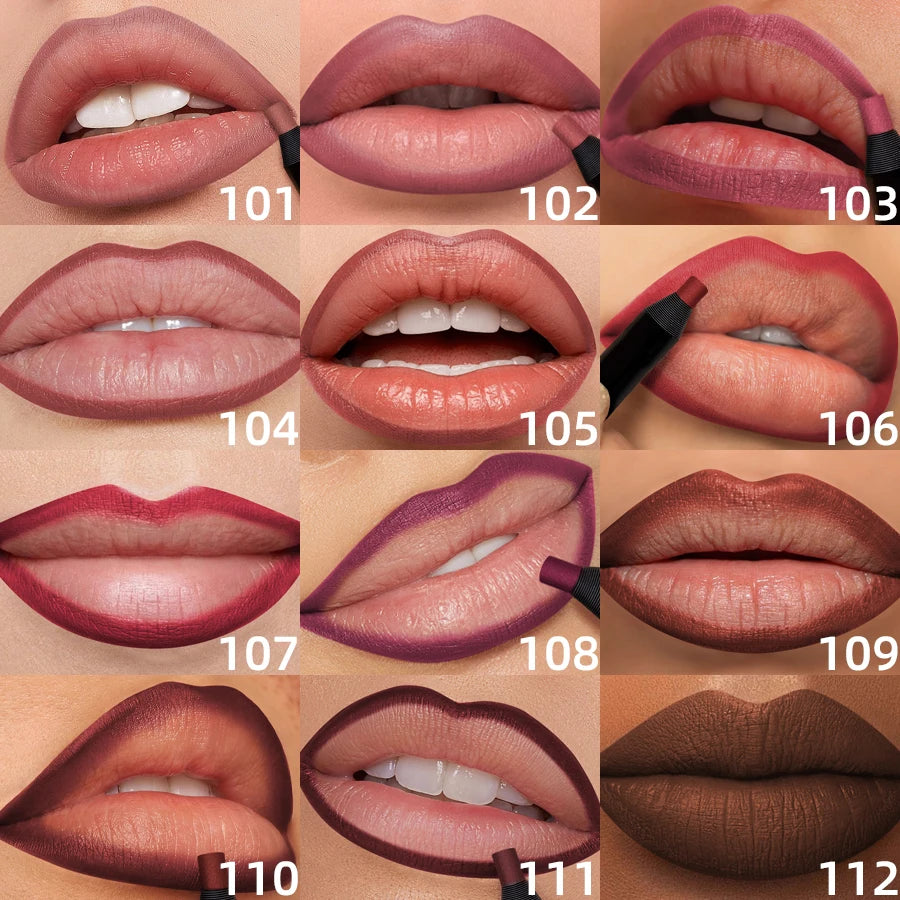 Waterproof Matte Lip Liner Contours Lips Shades Lipstick Long Lasting Qme