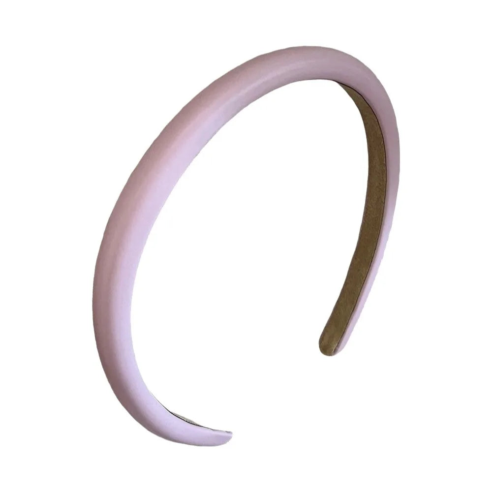 Sweet Cream Colors Women Headband Padded Korean Style Thin Headband Leather Hair Hoop Temperament Hair Band Wash Face Qme Purple