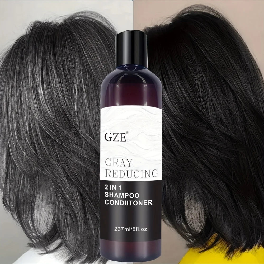 GZE Grey Reducing 2-In-1 Shampoo Conditioner - Softening Properties Say Goodbye to Grey Hair Eliminate Unwanted Grey Hair Tones Qme
