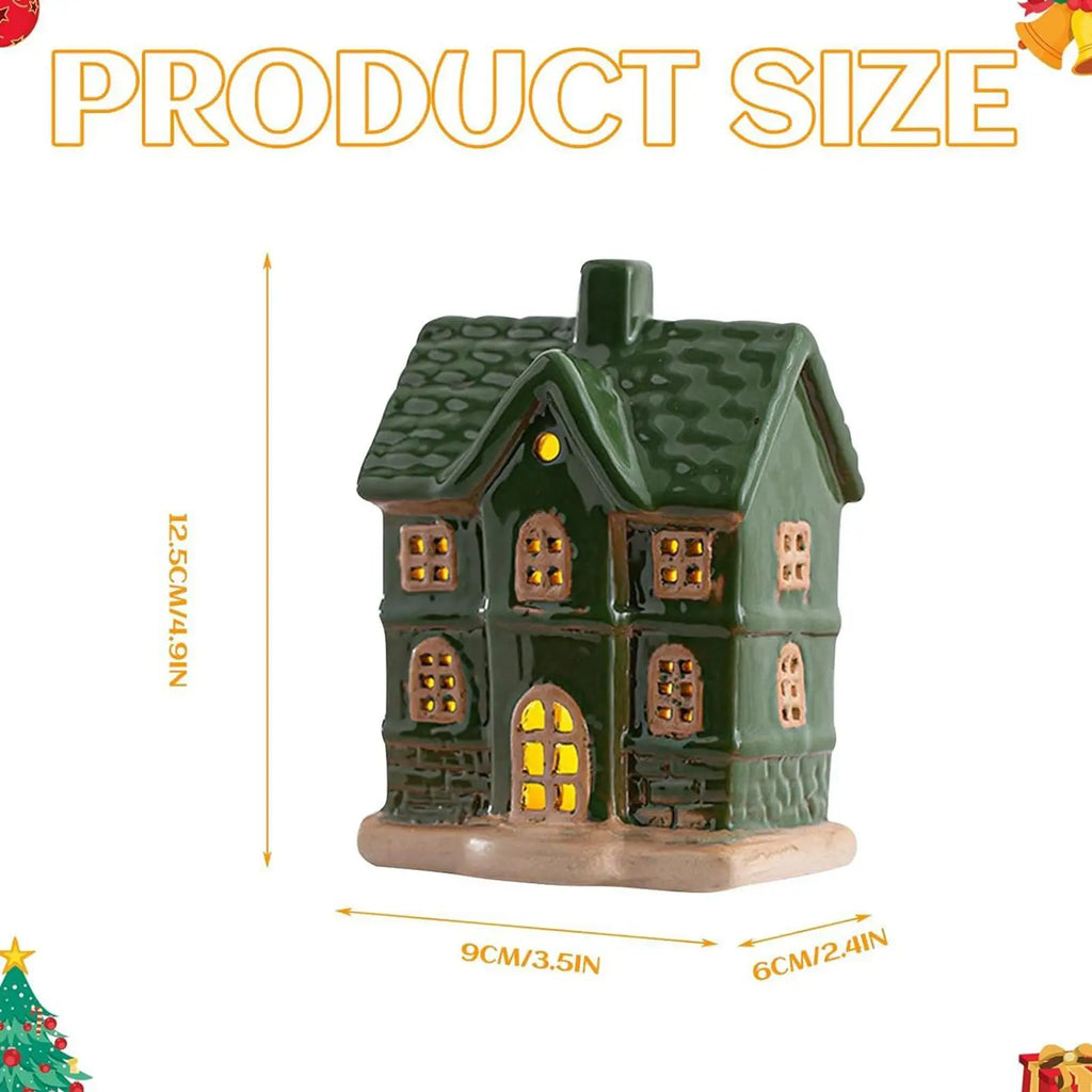 Christmas House Ceramic Light Table Centerpieces Holiday Seasonal Qme
