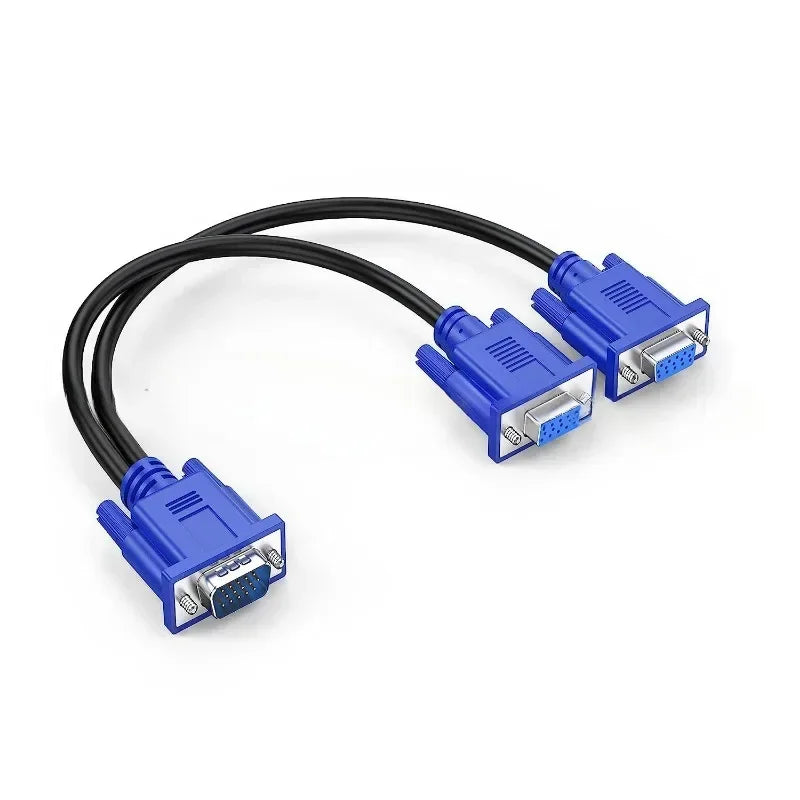 3pcs VGA Splitter Cable 1 Computer To Dual 2 Monitor Adapter Y Splitter Male To Female VGA Wire Cord for PC Laptop Adapters Qme