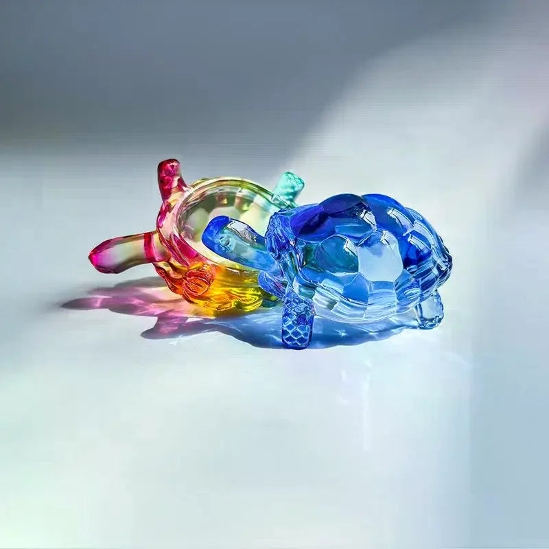 Glass Simulation Small Turtle Ornaments Glass Golden Turtle Home Fish Tank Landscaping Auspicious Decorations Qme