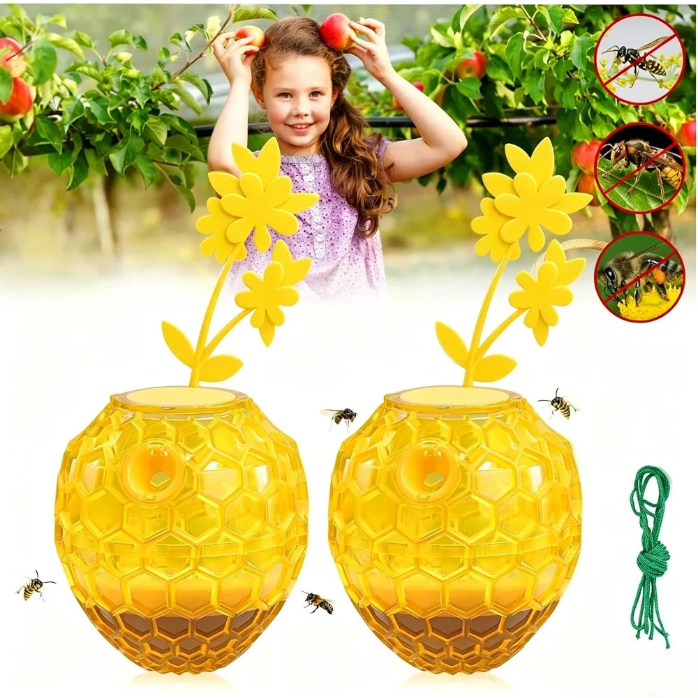 Fruit Fly Trap for Indoors Wasps Catcher Gnat Killer Gnat Traps for Oudoor Non-Toxic Reusable Easy to Use for Kitchen Home Qme