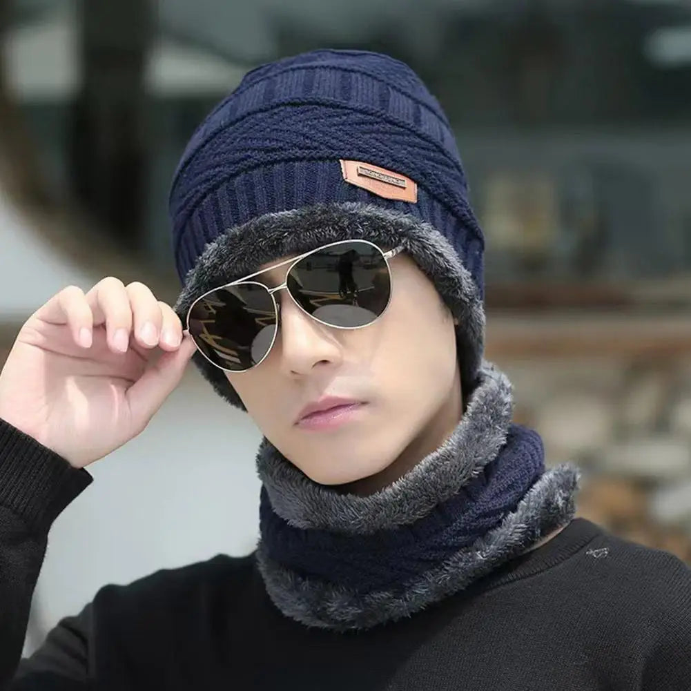 Winter Fleece Scarf Hats Thicken Plush Warm Beanies Wool Knit Caps Men Women Outdoor Cycling Ski Cold Protection Neck Mask Hat Qme
