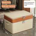 Double-Layer Splicing PU Clothes Storage Box, Large Capacity Quilt & Blanket Organizer for Home Wardrobe Layered Seasonal Use Qme XL