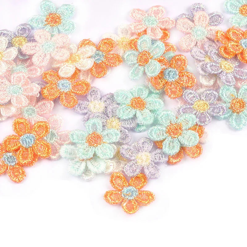 30Pcs 21mm Random Mixed Colorful Flower Embroidered Appliques Patch For DIY Clothes Sewing Supplies Handmade Bag Hat Decor c3777 Qme