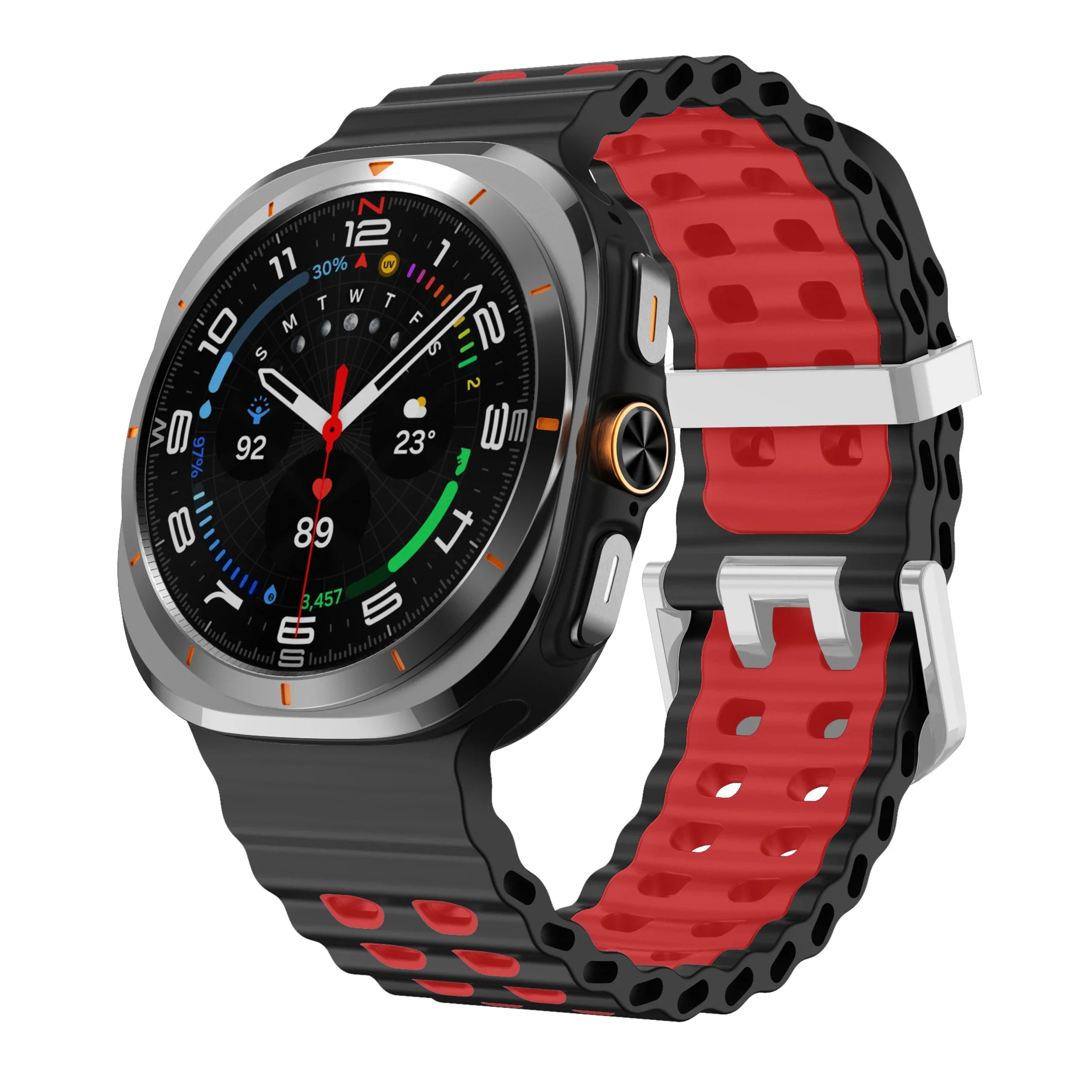 Two-Tone Sports Silicone Strap For Samsung Galaxy Watch Ultra Marine Band Bracelet For GalaxyWatch Ultra 47mm Watchband Qme Black RedS Galaxy Watch Ultra
