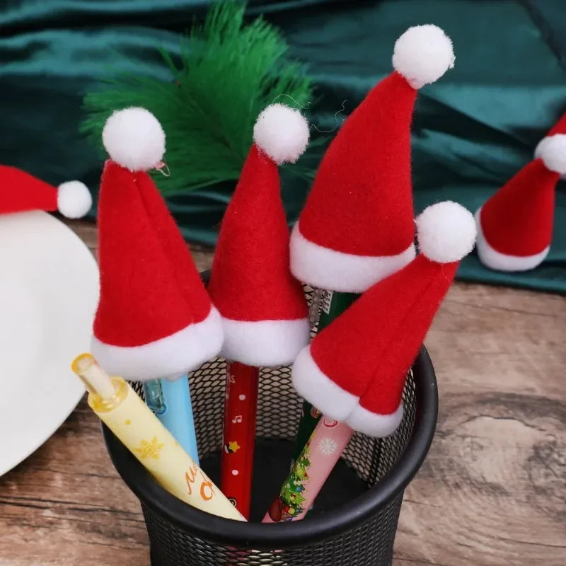 Mini Santa Hat Wine Bottle Covers Non-Woven Fabric Lollipops Caps Christmas Bottles Holder Kitchen Tableware Dinner Decoration Qme