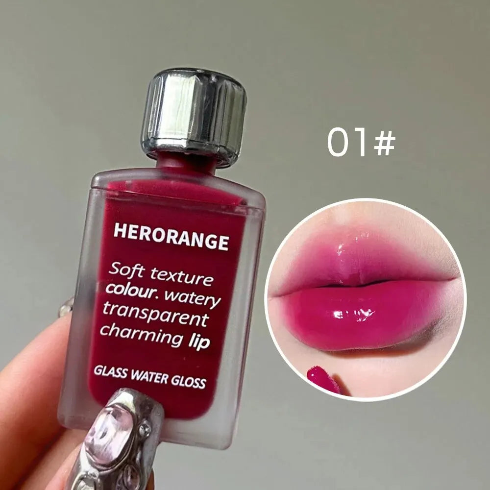 Lightly Glass Water Gloss Herorange Lip Glaze Mirror Moisturizing Qme HR567-01
