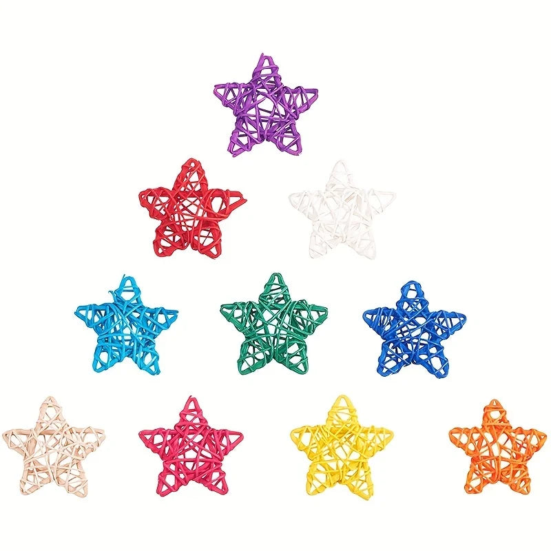 Star shaped rattan ball decoration, star shaped vase filled with star shaped willow balls for home decoration, wedding table Qme
