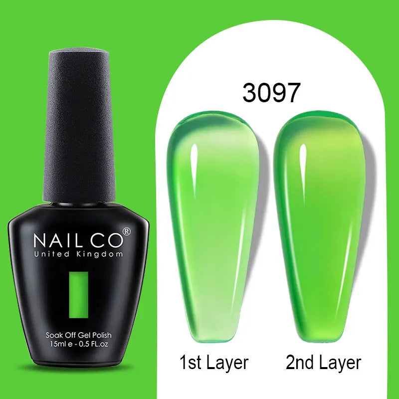 NAILCO Rubber Base Gel Polish Milky Pink Jelly White Beige 6Colors