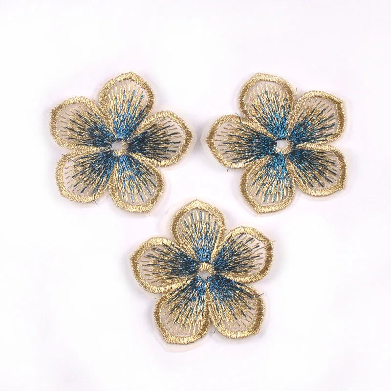 10pcs 4.5cm Big Flower Multicolor Lace Patches Embroidery Appliques For Sewing Clothes Accessories DIY Supplies Handmade Crafts Qme 2