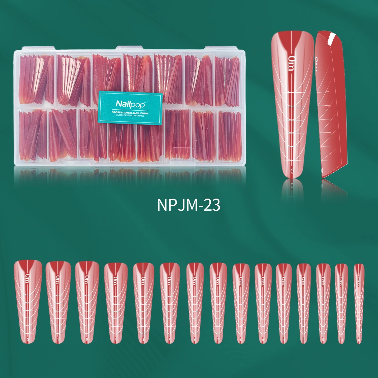 Nailpop Box Nail Dual Forms Square Coffin Quick Building Gel Mold Qme JM23-RED 150