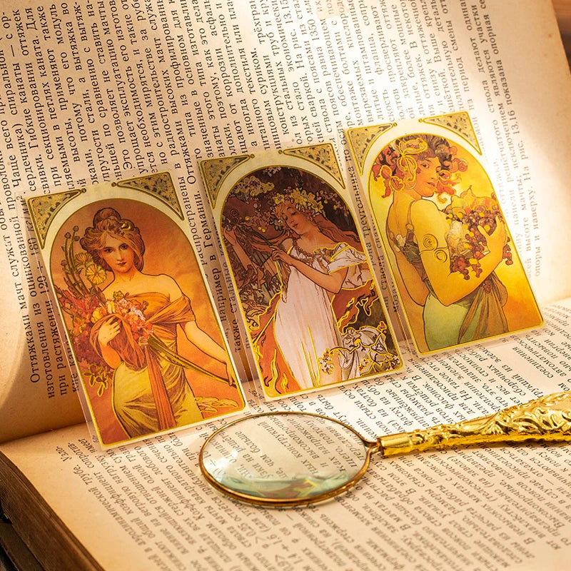 10 pcs/lot Mucha theme Stickers Diy Decorative Scrapbooking Diary Stick Labels Album hand made Collage material Qme