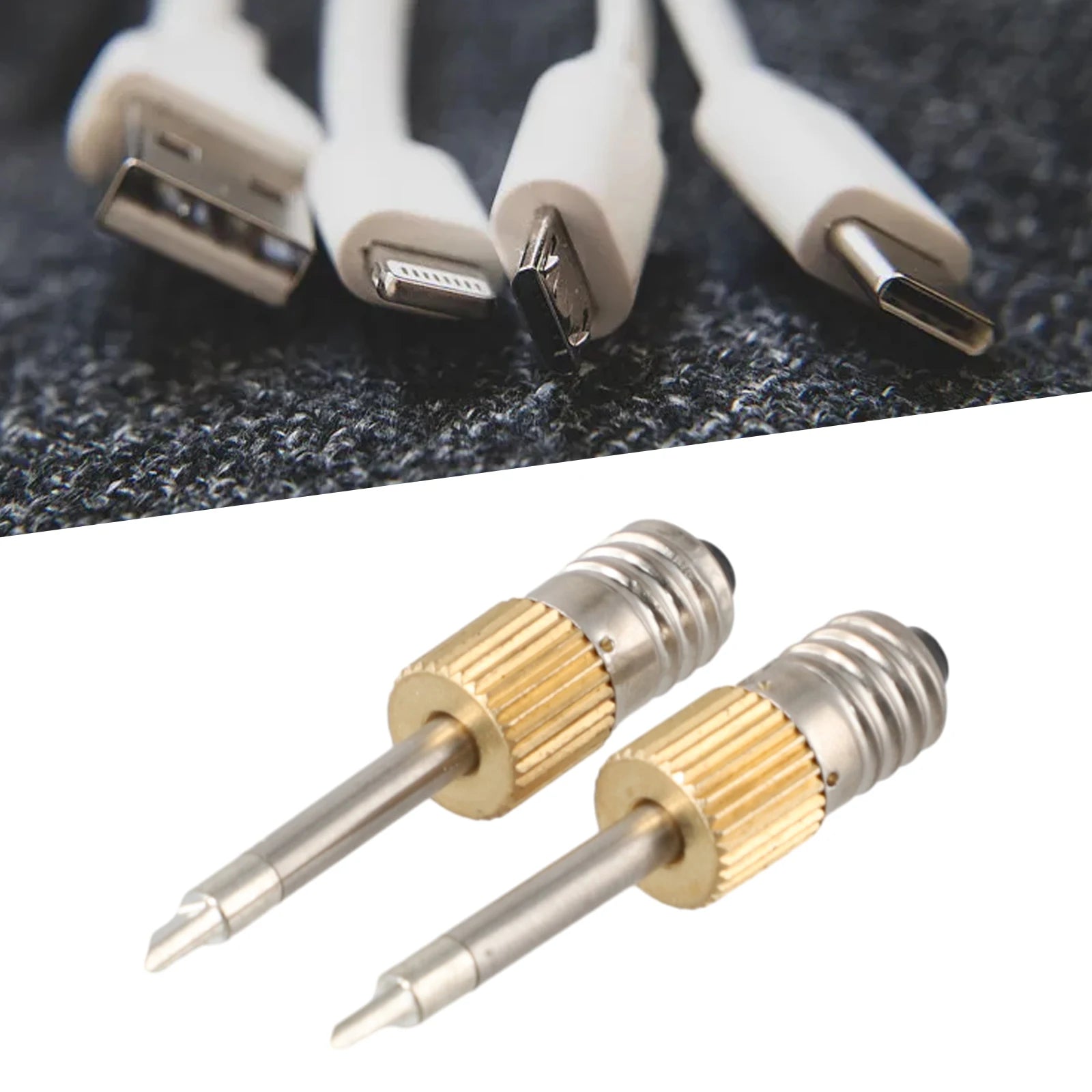 2PCS 50mm E10 Interface Soldering Iron Tips Set Welding Tips USB Soldering Tip Set B C K Type Workshop Equipment Power Tool Qme