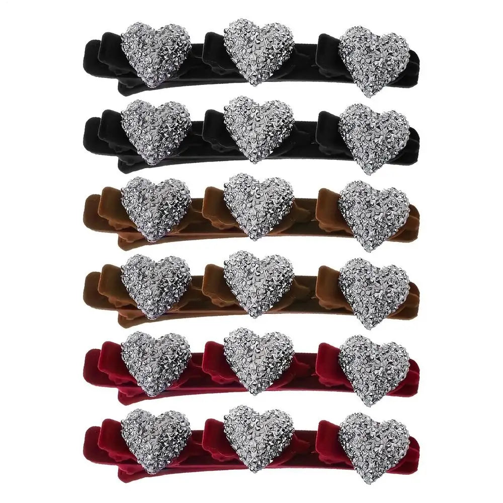 Heart-shaped Hair Clips Retro Braid Clip Crystal Stone Barrettes Qme China Mainland set