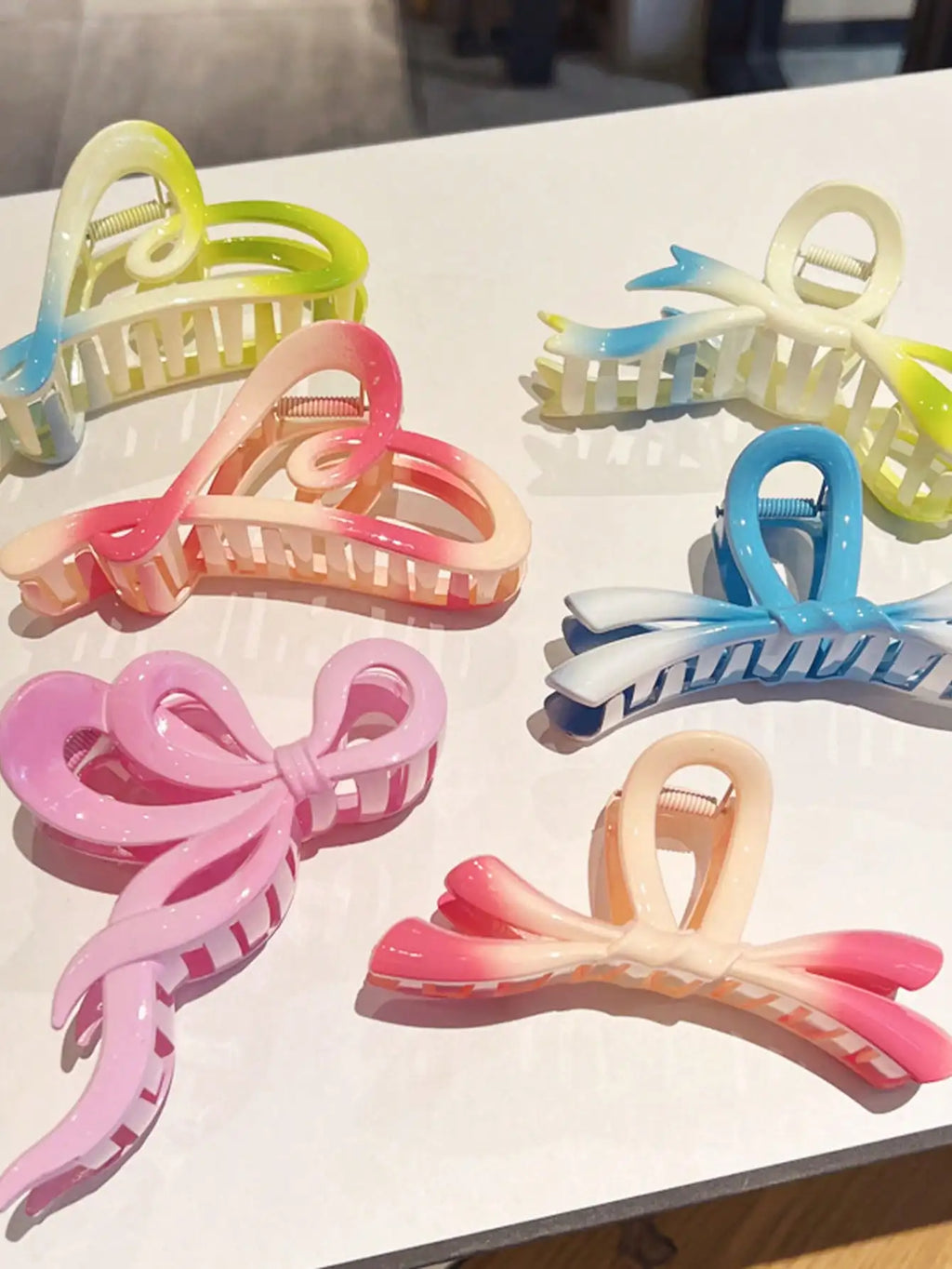 Sweet Dopamine Gradient Grip Heart Shaped Hair Clip Spring Summer Qme