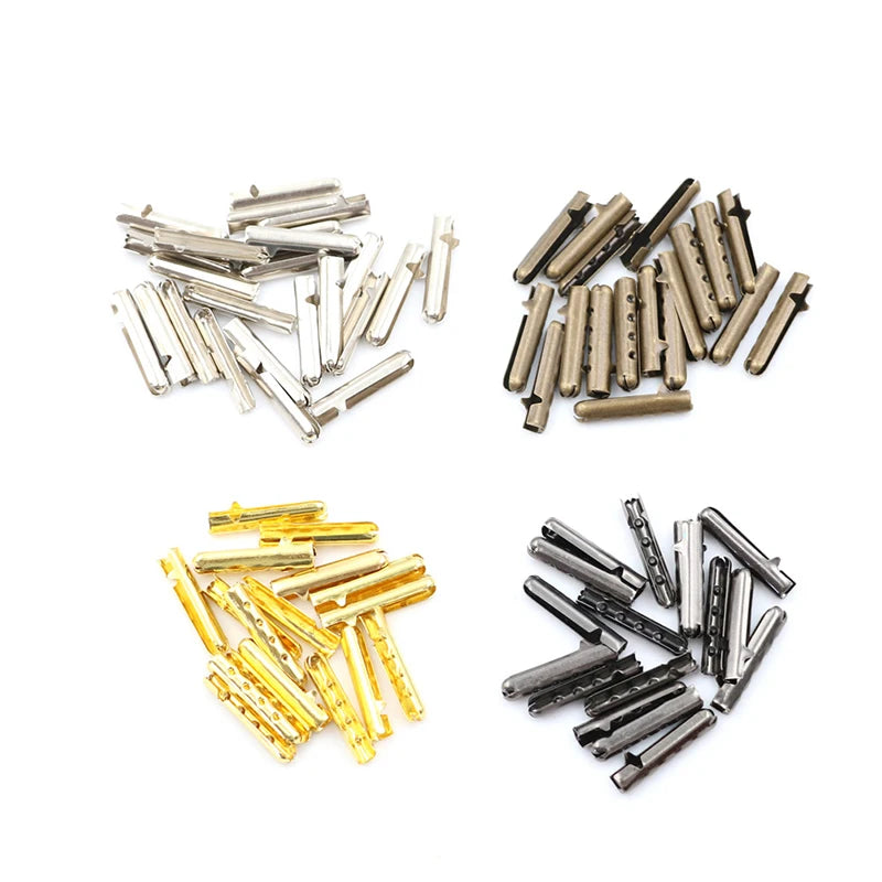50 Metal Shoelace End Clips DIY Repair Replacement Parts Qme