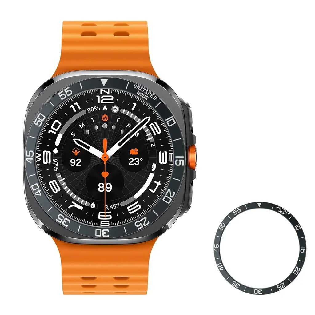 Metal Cover Bezel Ring Case For Samsung Galaxy Watch 7 Ultra 47mm SmartWatch Protector Case Steel Frame Shell Bumper Accessories Qme Black for Watch Ultra 47mm