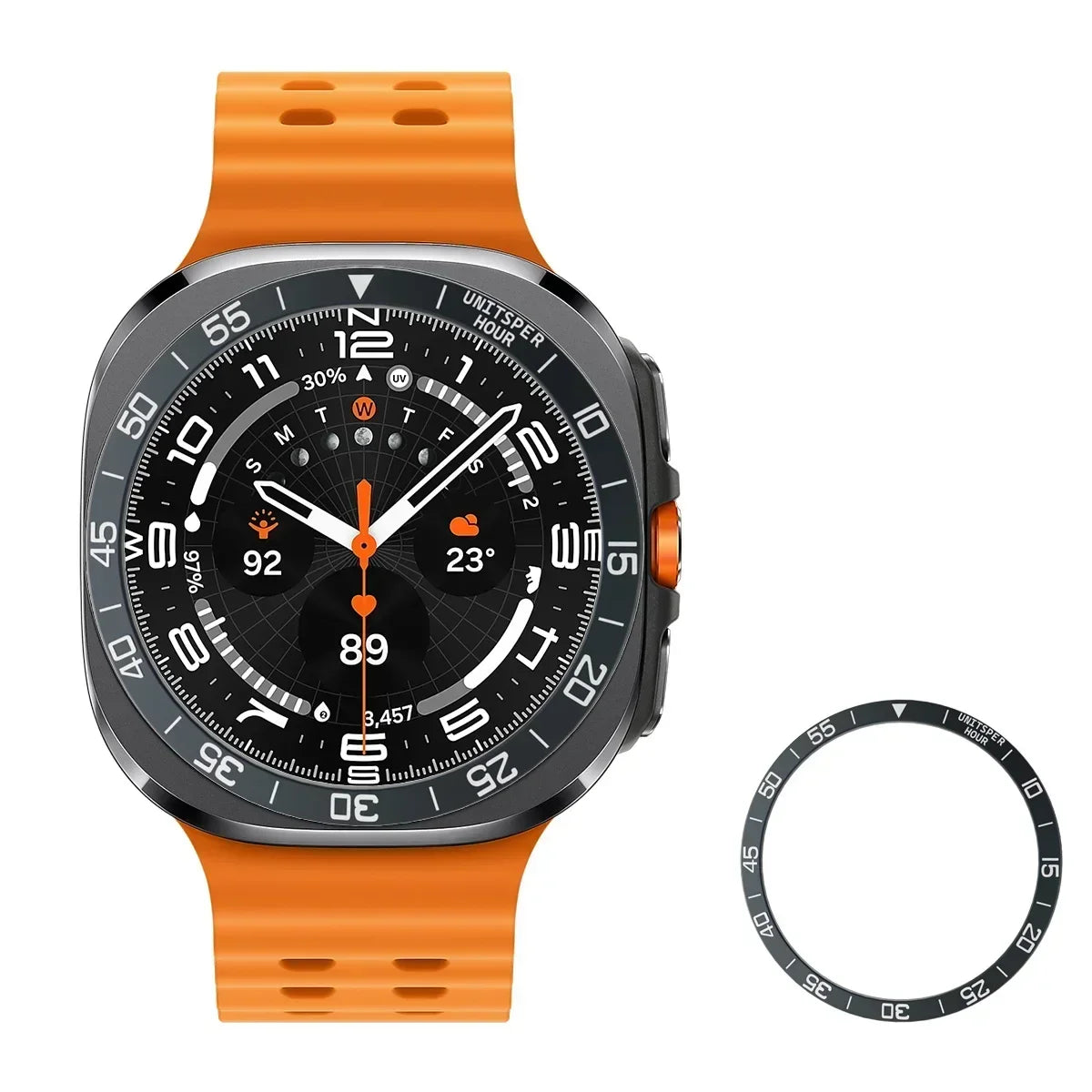 Metal Cover Bezel Ring Case For Samsung Galaxy Watch 7 Ultra 47mm SmartWatch Protector Case Steel Frame Shell Bumper Accessories Qme Black for Watch Ultra 47mm