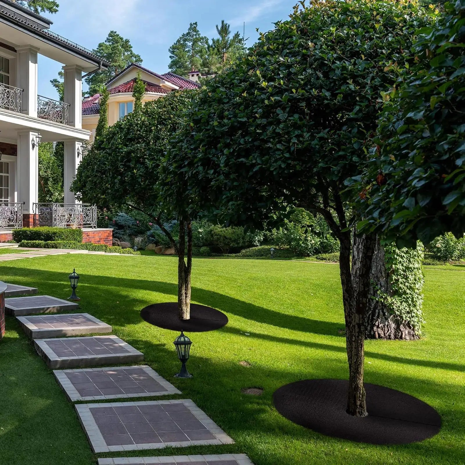 Tree Mulch Ring Non-woven Reusable Cover Plant Protector Mat Outdoor Qme