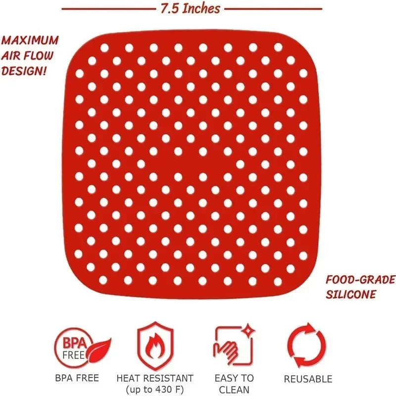 Food Grade Silicone Air Fryer Liner Non-stick Baking Mat Reusable Qme