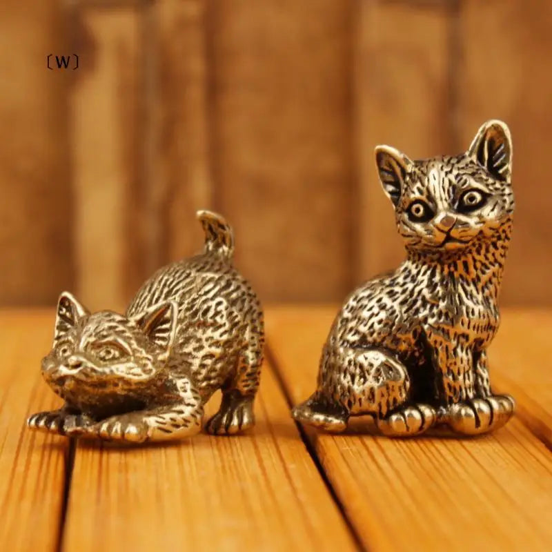 Vintage Brass Cat Ornaments Office Desktop Decoration Ornaments Cat Tea Pets Metal Cat Ornaments Handicrafts HomeDecor Wholesale Qme