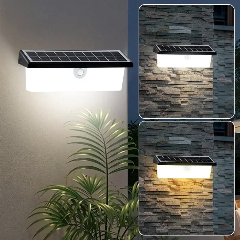 LED Motion Sensor Solar Lights Outdoor for Garden Outdoor Solar Lights Waterproof Solar Powered Led Outdoor Lighting Wall lamp Qme