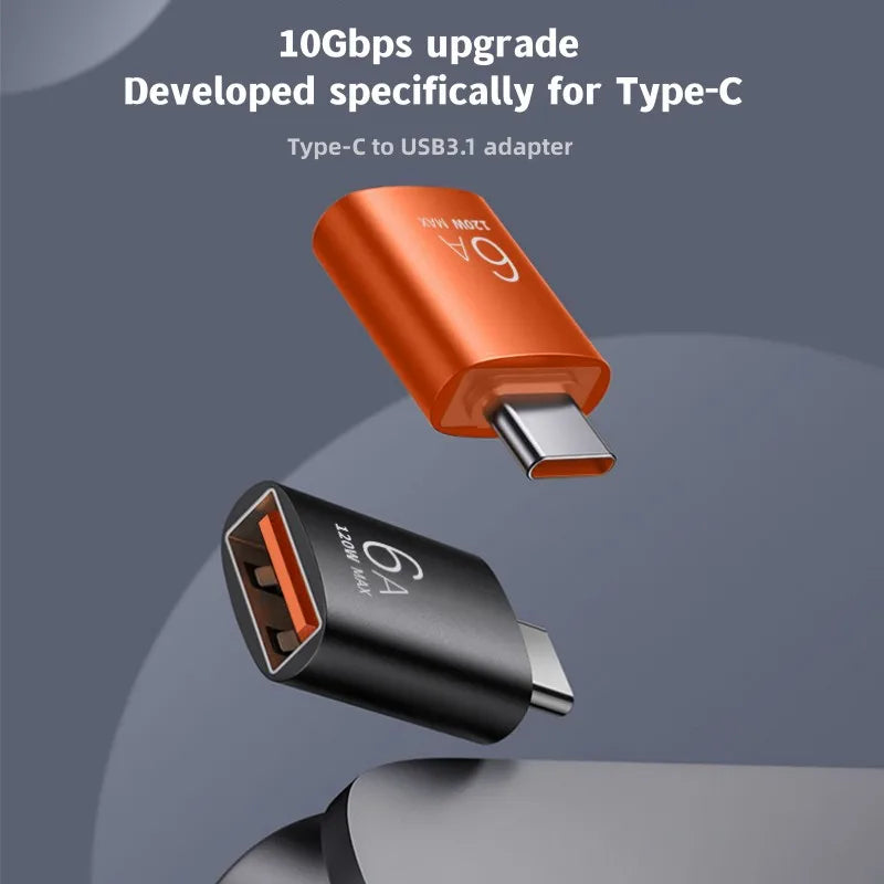 OTG Type C To USB Adapter Data Transmission 120W 6A Type C Male To USB Female for Macbook Laptop/ Xiaomi /Samsung USBC Adaptador Qme