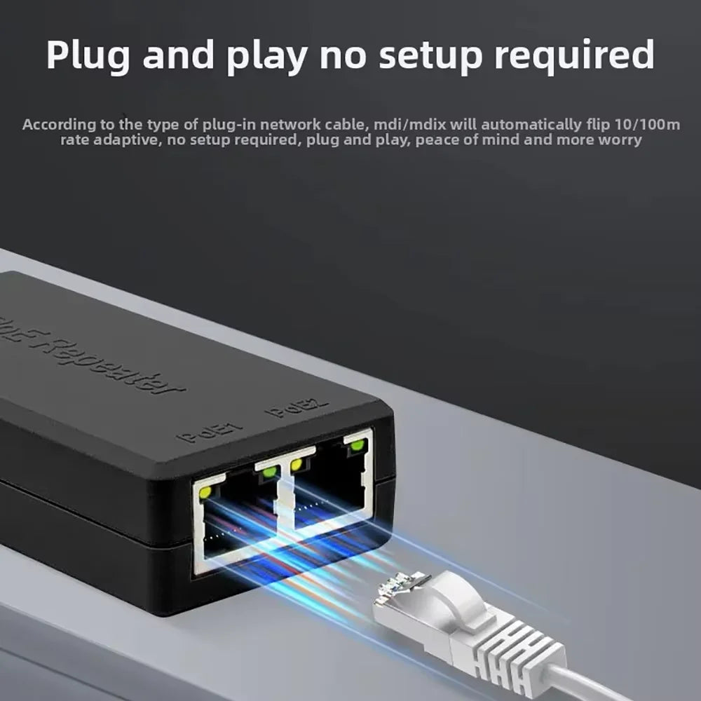 2 Port Gigabit POE Extender 1000Mbps IEEE 802.3af/at PoE Repeater For Surveillance CCTV IP Camera Power Supply Qme