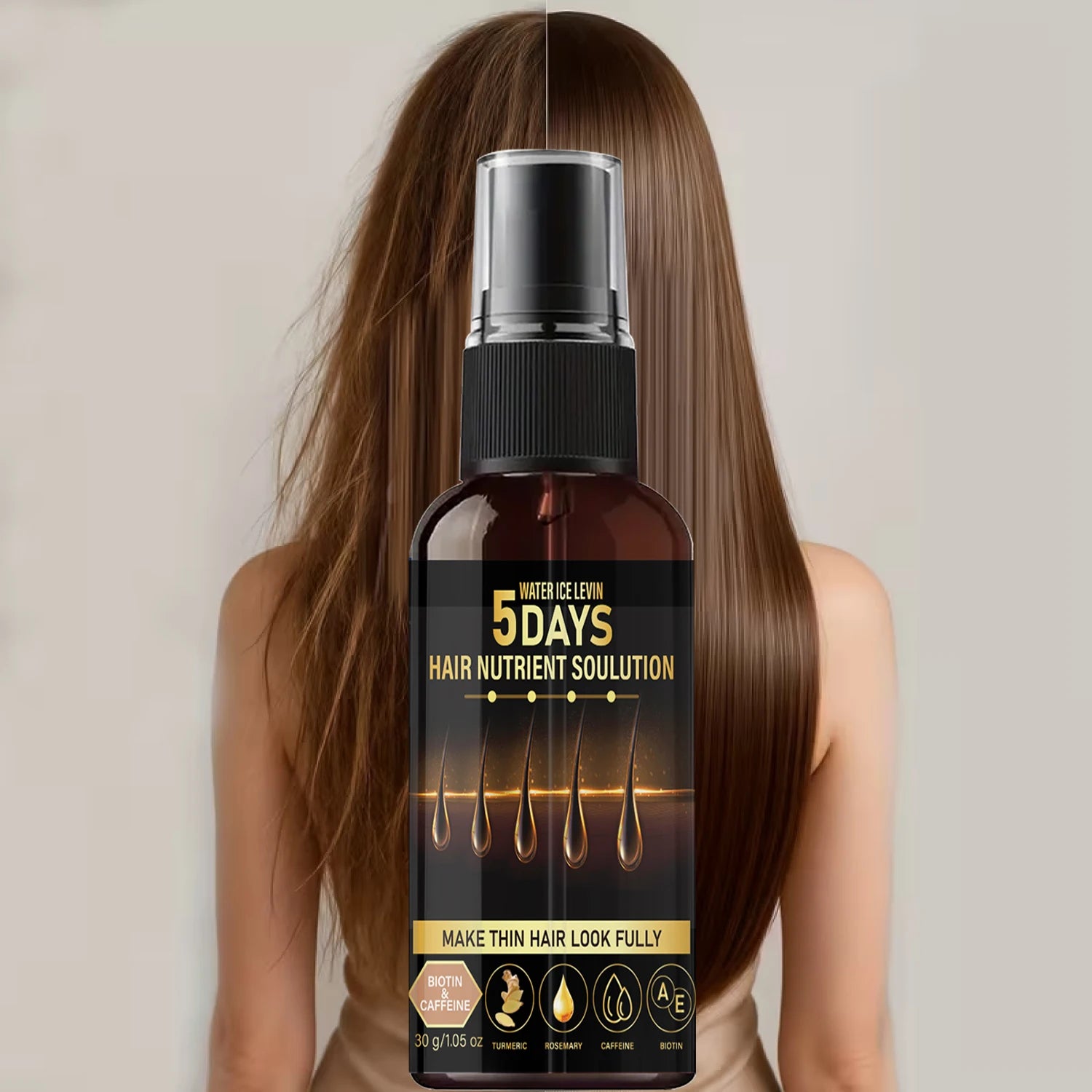 Biotin & Caffeine Hair Care Oil - Rosemary, Turmeric Infused, 5 Days Hair Nutrient Solution for Thicker Hair Qme