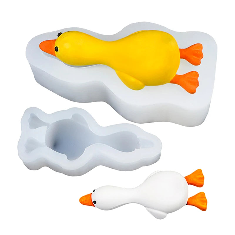 3D Cute Duck Form Silicone Mold DIY Scented Candle Plaster Soap Polymer Clay Resin Mould Handmade Baking Chocolate Cake Mold Qme