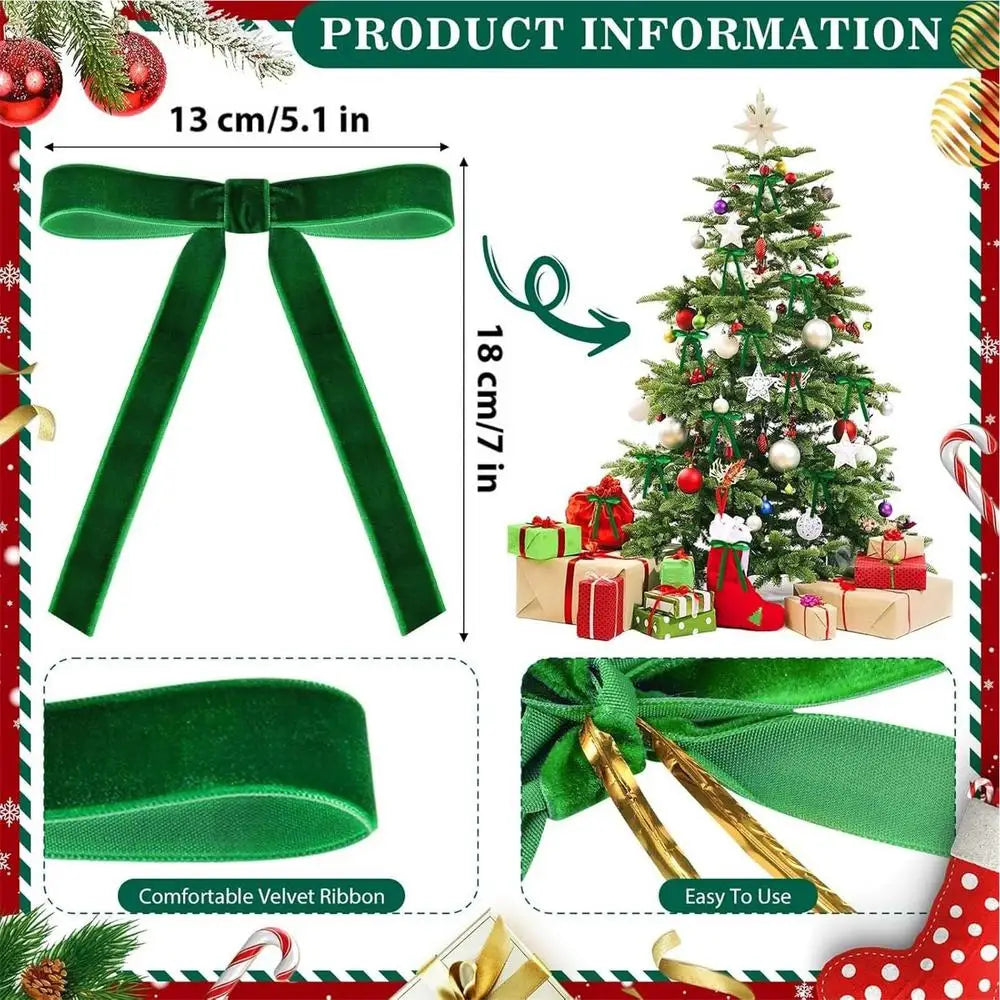 Velvet Red Bows 12X Christmas Velvet Bows Portable Velvet Christmas Tree Bows for Tree Front Door Fireplace Stairs and Garland Qme Green Others