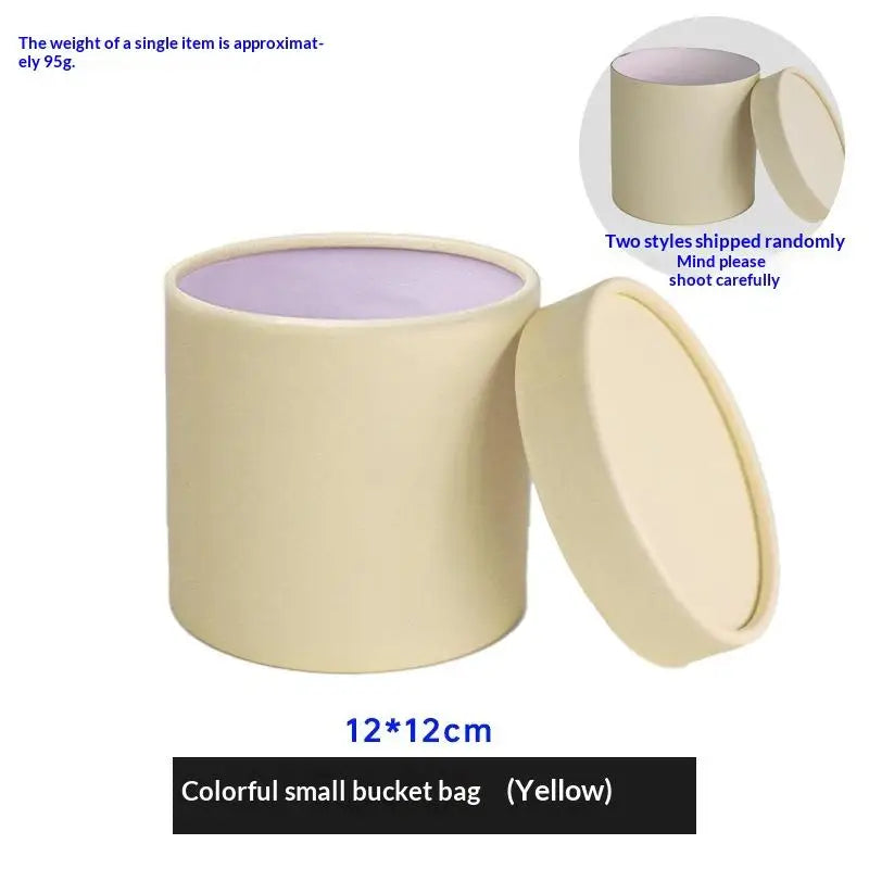 12x12cm Round Flower Box Arranged Gift Box Preserved Bouquet Elegant Box For Wedding Party Rose Flower Packaging Decoration Qme Yellow