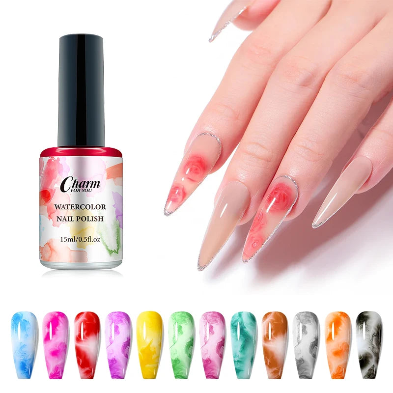 Clear Blooming Nail Gel Watercolor Marble Blossom Polish Spreading Qme