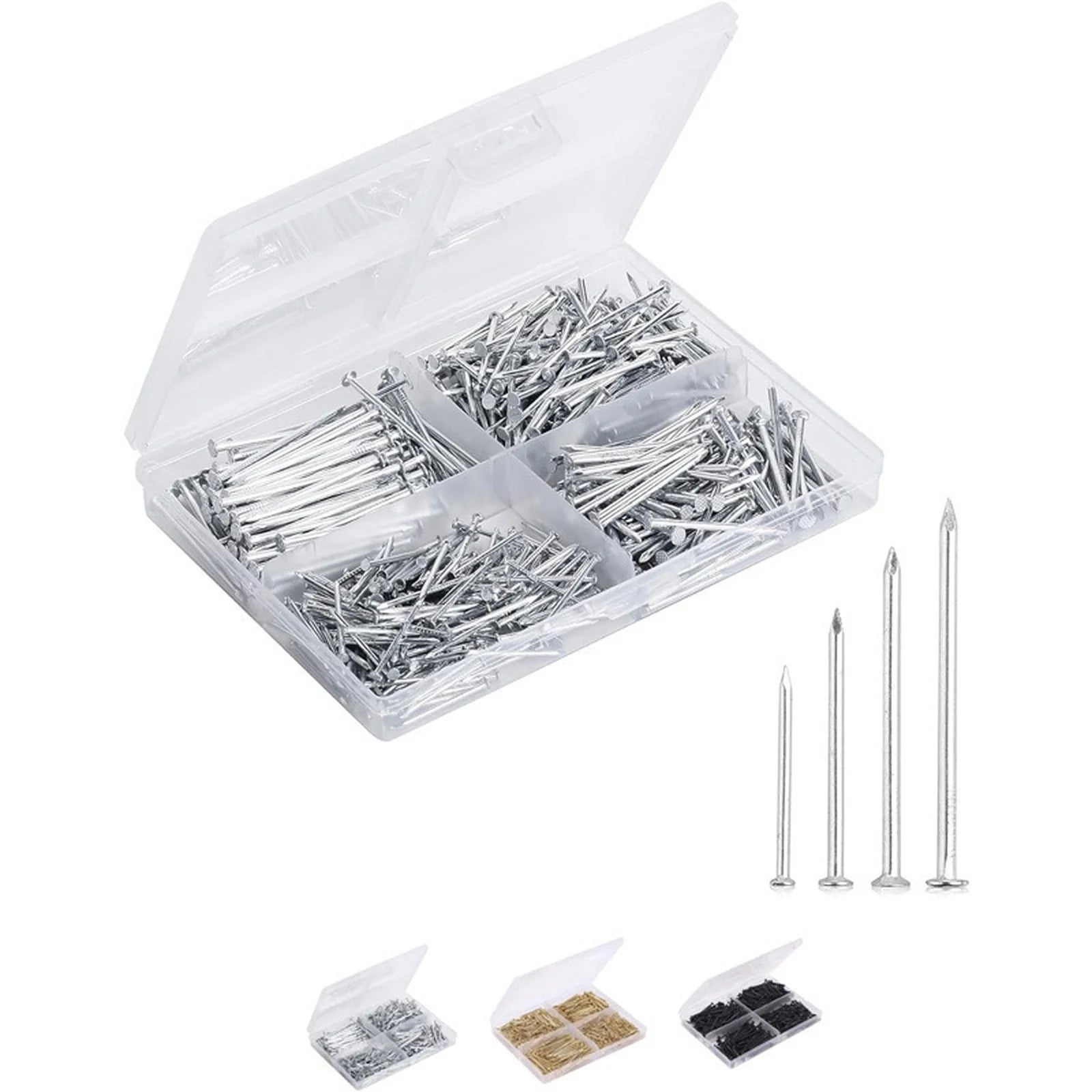 200PCS Multi-Size Nail Set for Walls Wood and Picture Frames Invisible Safety Screw for Cement Metal Nails Wood No Trace Fixator Qme b
