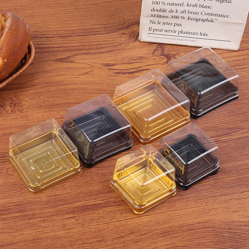 50Pcs Dessert Egg-Yolk-Puff BoxTransparent Square Plastic Muffin Packaging Boxes Moon Cake Container Baking Food Packing Qme