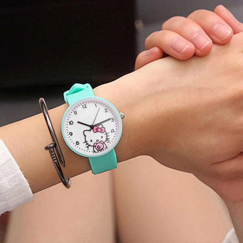 Hello Kitty Watches Stylish and Versatile Watches Cute, Cartoon-Style, Candy-Colored, Fresh-Looking Watches for Students Qme