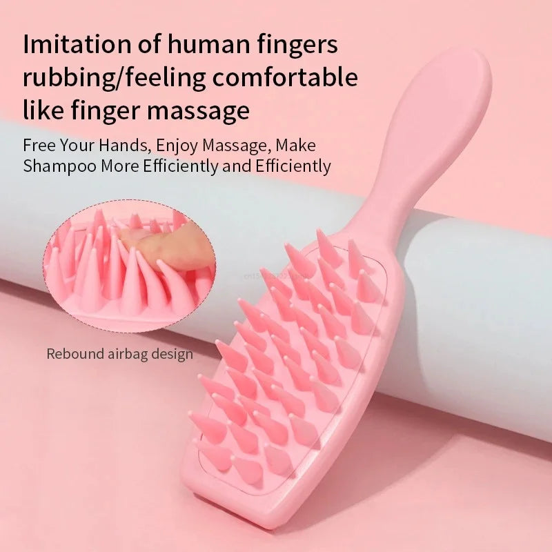 Silicone Shampoo Brush Scalp Massage Head Washing Comb Long Handle Qme