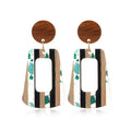 New Fashion Creative Wood Splicing Resin Earrings Hollow Trapezoid Geometric Earrings For Wedding Party Daily Wear Jewelry Gift Qme 2