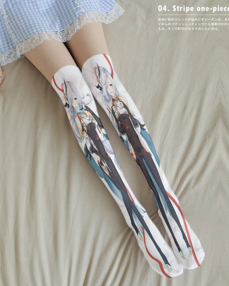 Interesting Japanese Design Women's Stockings Genshin Series Thigh Qme