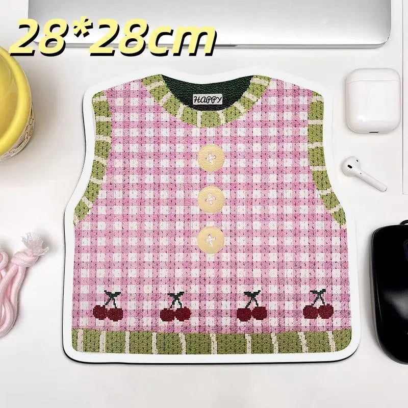 Desk Anti-slip Sweater Mouse Mat Simulated Printing Knitted Pad Cute Qme A12