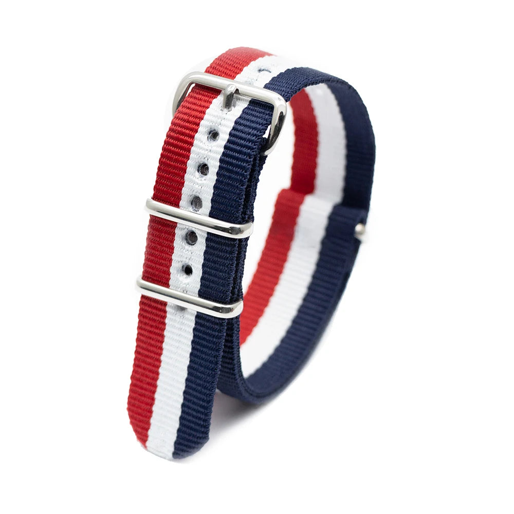 Durable Striped Nylon Wristband Bracelet Watch Band Universal Strap