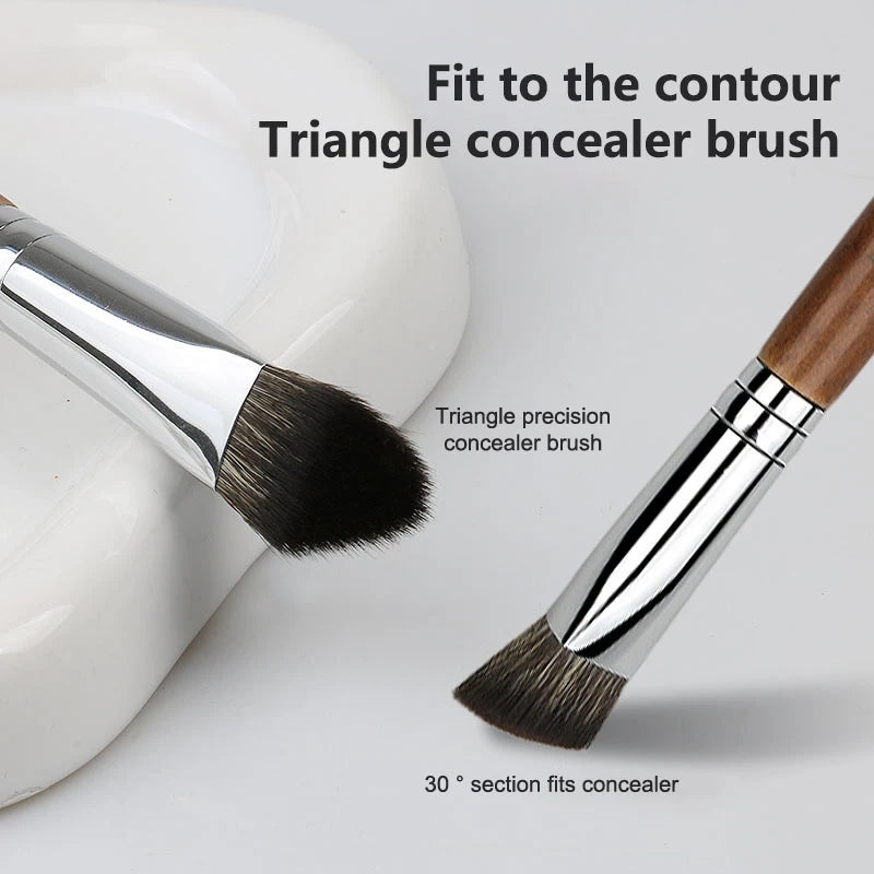 Wooden Handle Foundation Concealer Brush Triangle Premium Contour Qme