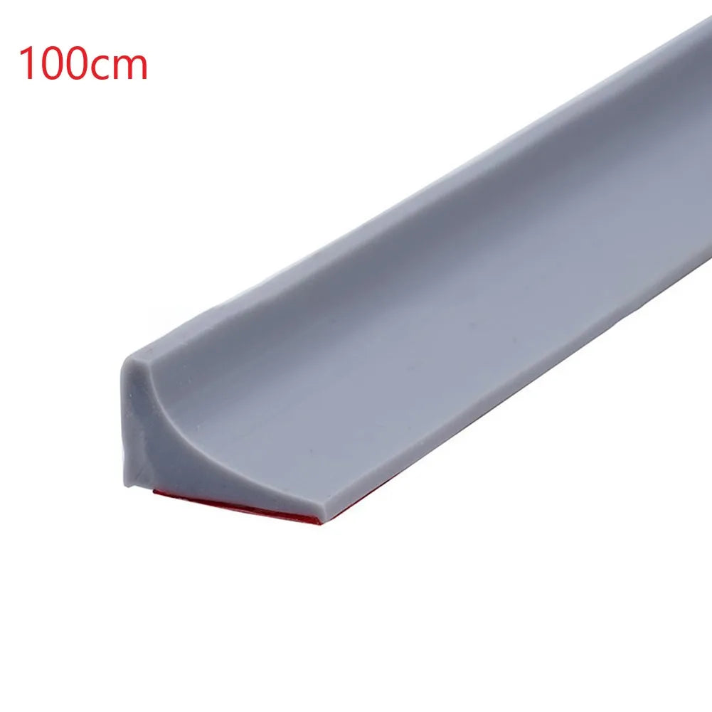 Bathroom Retention Water Barrier Strip Rubber Silicone Shower Barrier Water Stopper Kitchen Dry And Wet Separation Seal Strip Qme gray 100cm