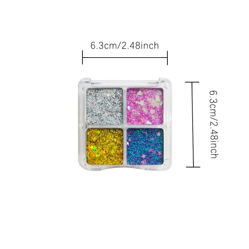 Mini 4 Eyeshadow Palette Pearl Glitter Elf Realm Pink Shimmer Sequin Qme